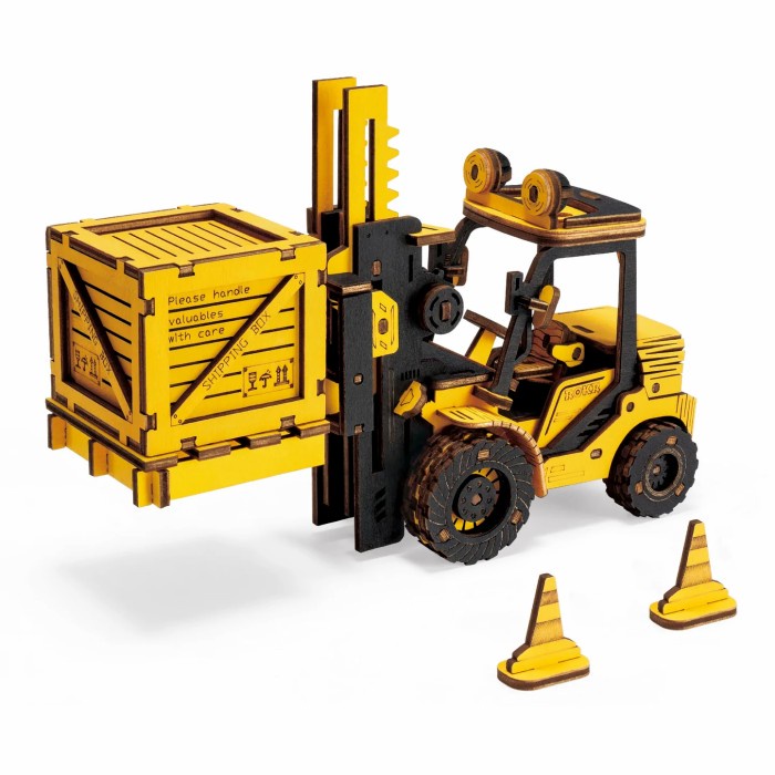 ROLIFE Robotime ROKR Forklift Engineering Vehicle 3D Wooden Puzzle TG413K Hobby And Toy Collection