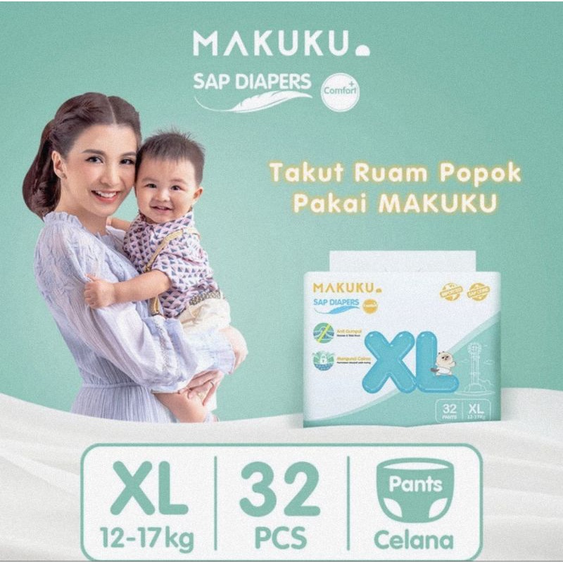 Makuku Air Diapers Comfort+ S36,M34,L32, XL32,XXL28 - Popok Bayi Sekali Pakai