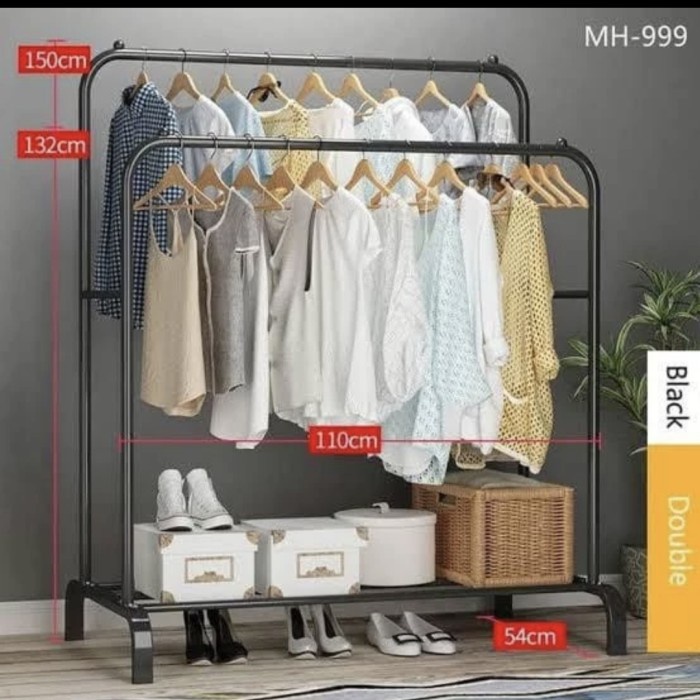 Grosir Rak Gantungan Baju Standing Hanger Besi GAWANG DOUBLE RACK