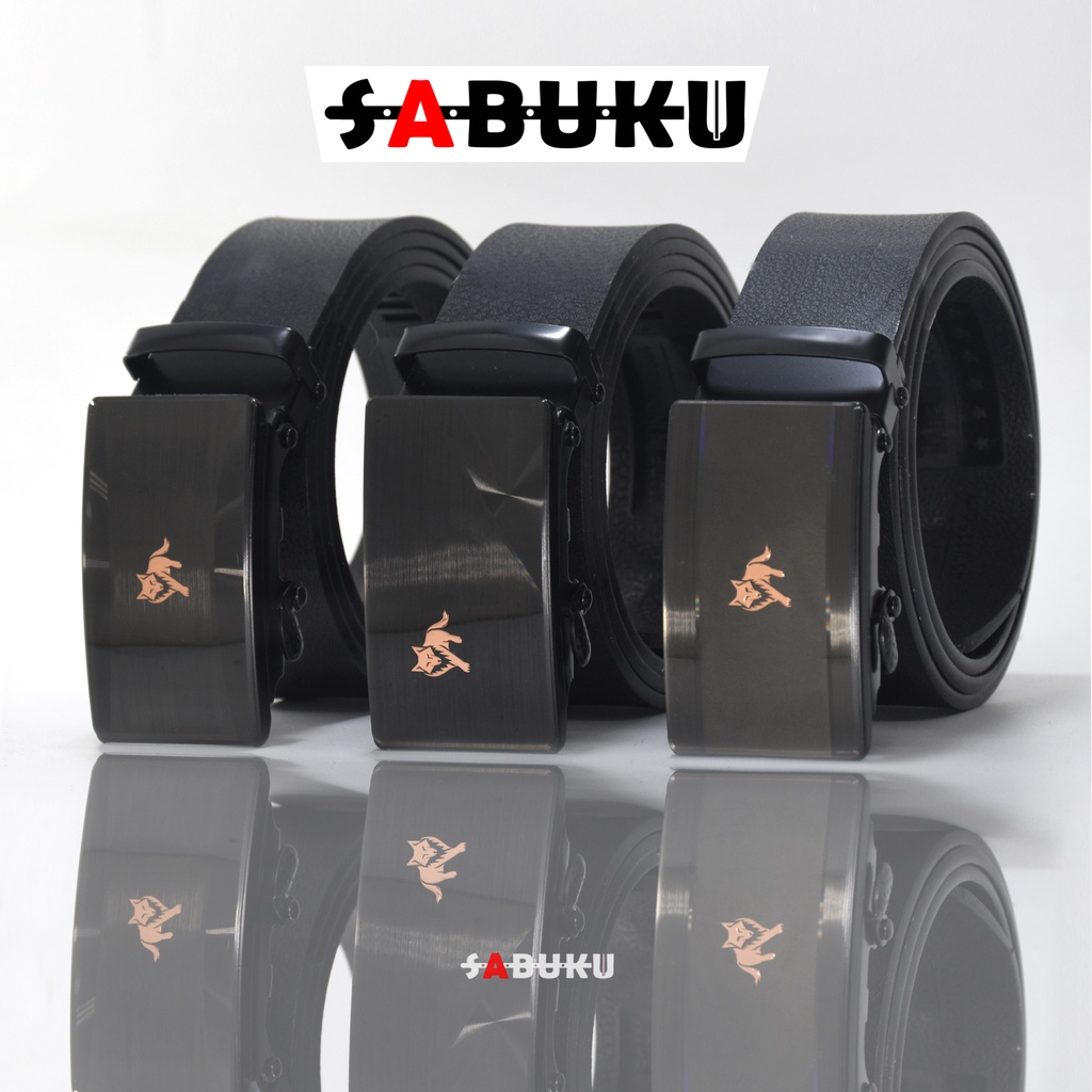 Ikat Pinggang Pria Stainless Model Rel Sabuk Gesper Kulit Men Belt Terbaru Fashion Belt Ban Gesper Sabuk PU - 283