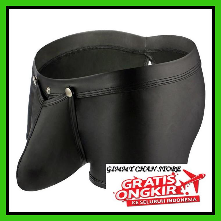 CELANA DALAM PRIA SEXY LEATHER BOXER KANCING CELANA DALAM SEKSI PRIA MEN SEXY UNDERWEAR A440