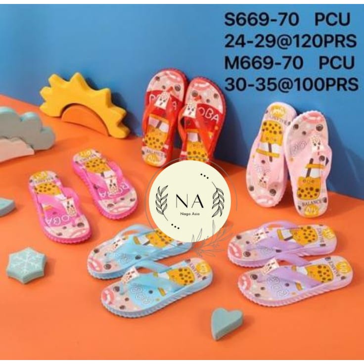 SANDAL JEPIT ANAK JELLY KARAKTER DARI BTS / BOBA 669-63 UK 24/35 TERMURAH / sandal jepit anak boba