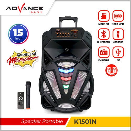 Speaker Advance K 1501 Speaker Bluetooth Advance 15Inch + Mic Wireless