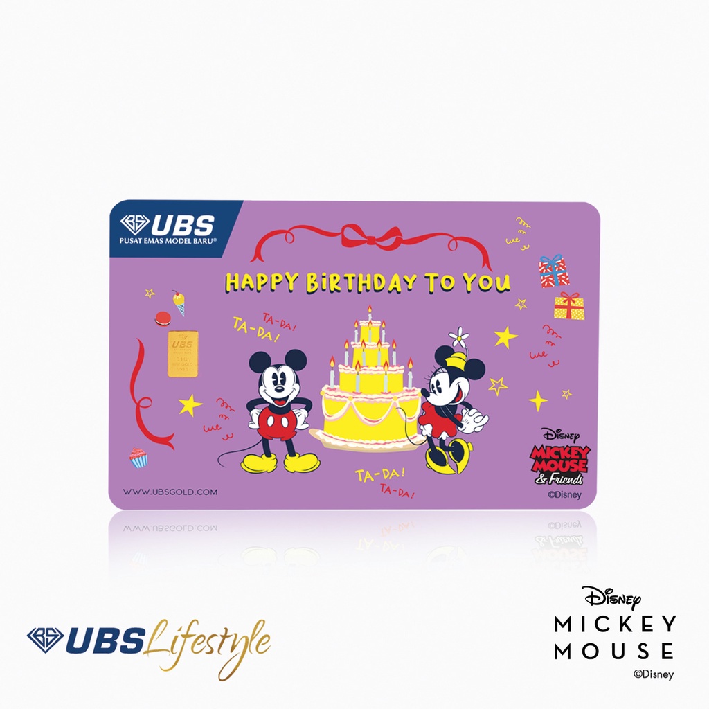 Logam Mulia UBS Mickey & Minnie Mouse Happy Birthday 0.1 Gram