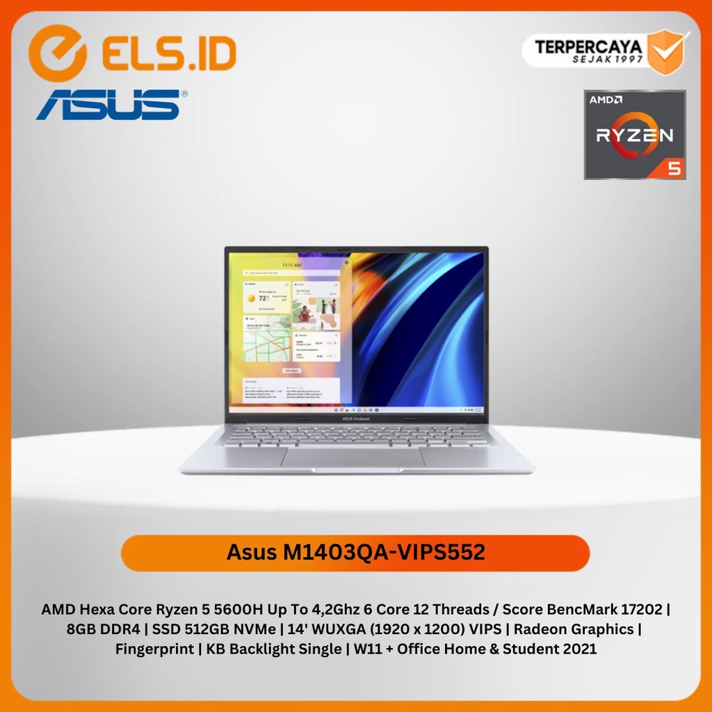 Laptop Asus Vivobook M1403QA-VIPS552 [ AMD Ryzen 5 5600H - 8GB DDR4 - SSD 512GB ]