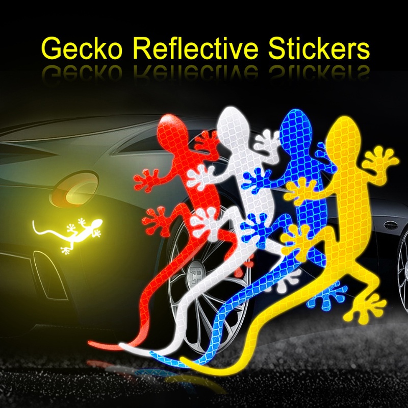 Gecko Strip Stiker Reflektif Malam Mengemudi Peringatan Jendela Decals Dekorasi Auto Exterior Aksesoris Mobil Stiker Reflektif Tanda Peringatan Keselamatan Perekat Diri Tahan Air