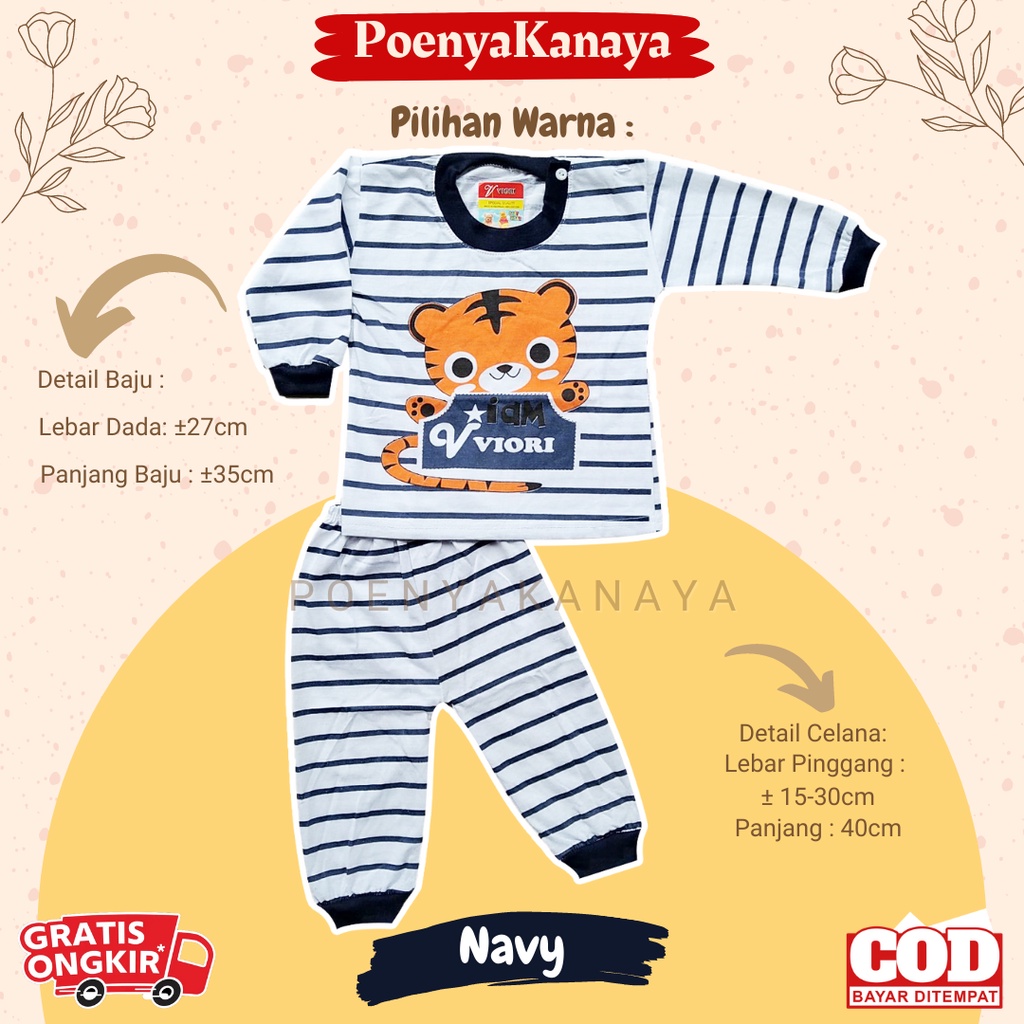 Setelan Baju Bayi Piyama Bayi Panjang SALUR HARIMAU Viori Size 3-12 Bulan SPY22