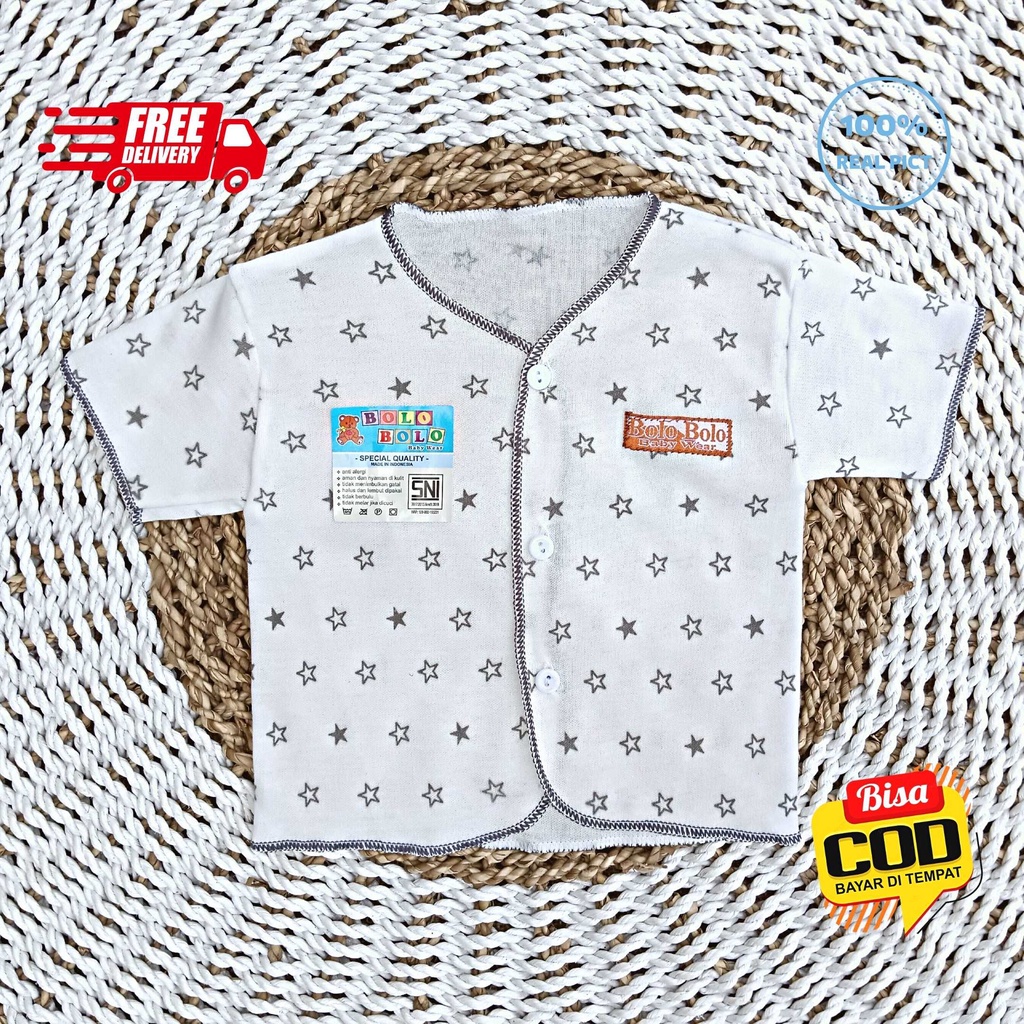 SALE 7.7 Serian Abu - 3 pcs Baju Bayi Tangan Pendek Bayi Baru Lahir 0 sd 3 Bulan Grey Series merk SNI Bolo - Bolo