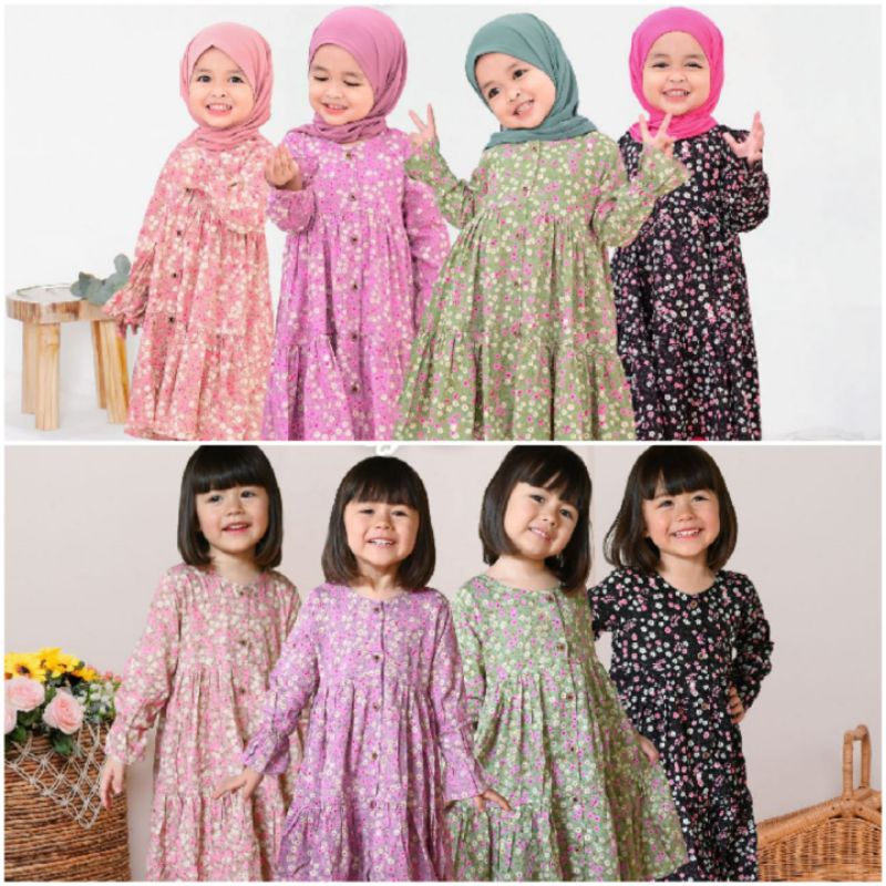CUTEKIDS KIKAN FLORA SERIES/ SET BAJU ANAK PEREMPUAN/ FLORA DRESS/ SETELAN ANAK