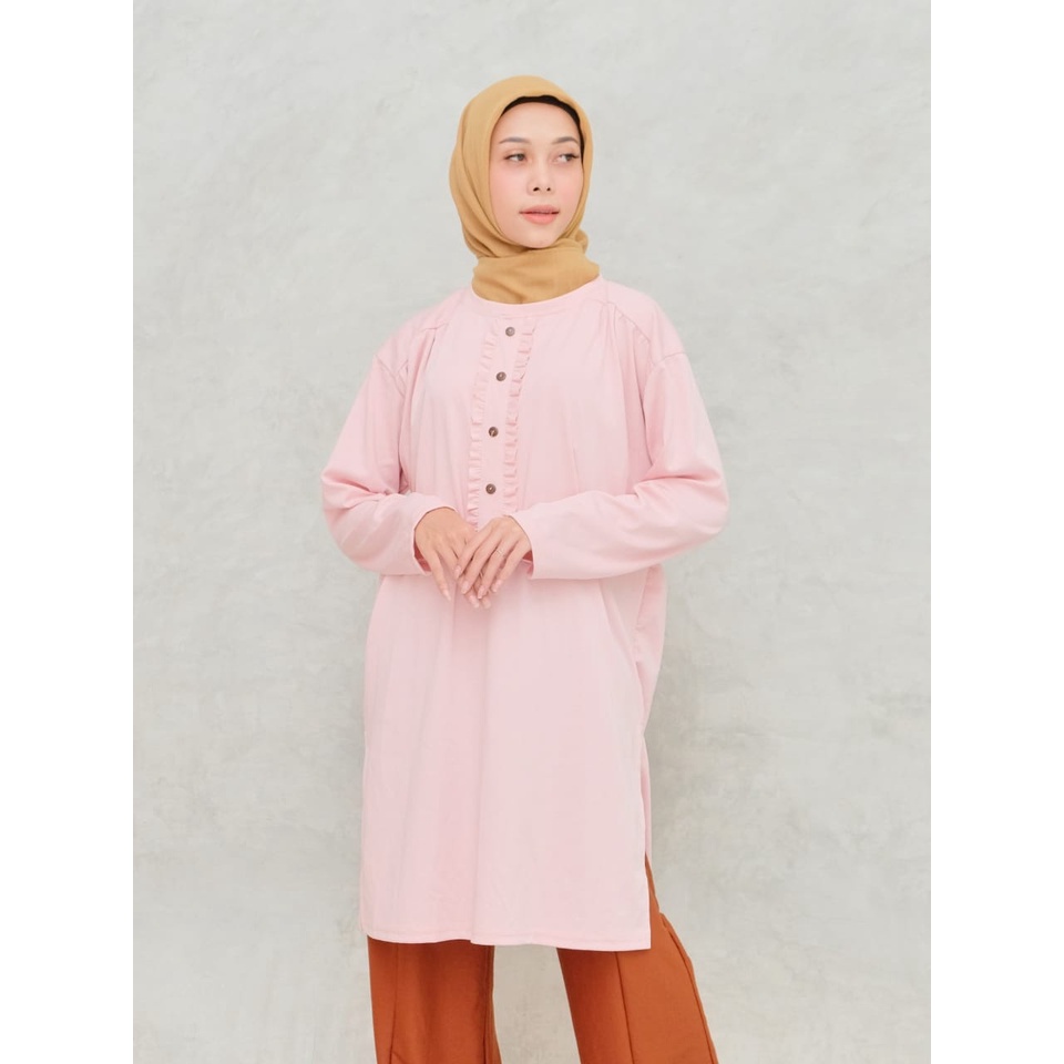 Baju Gamis Polos Kancing/ Gamis Basic Bahan Cotton Denim