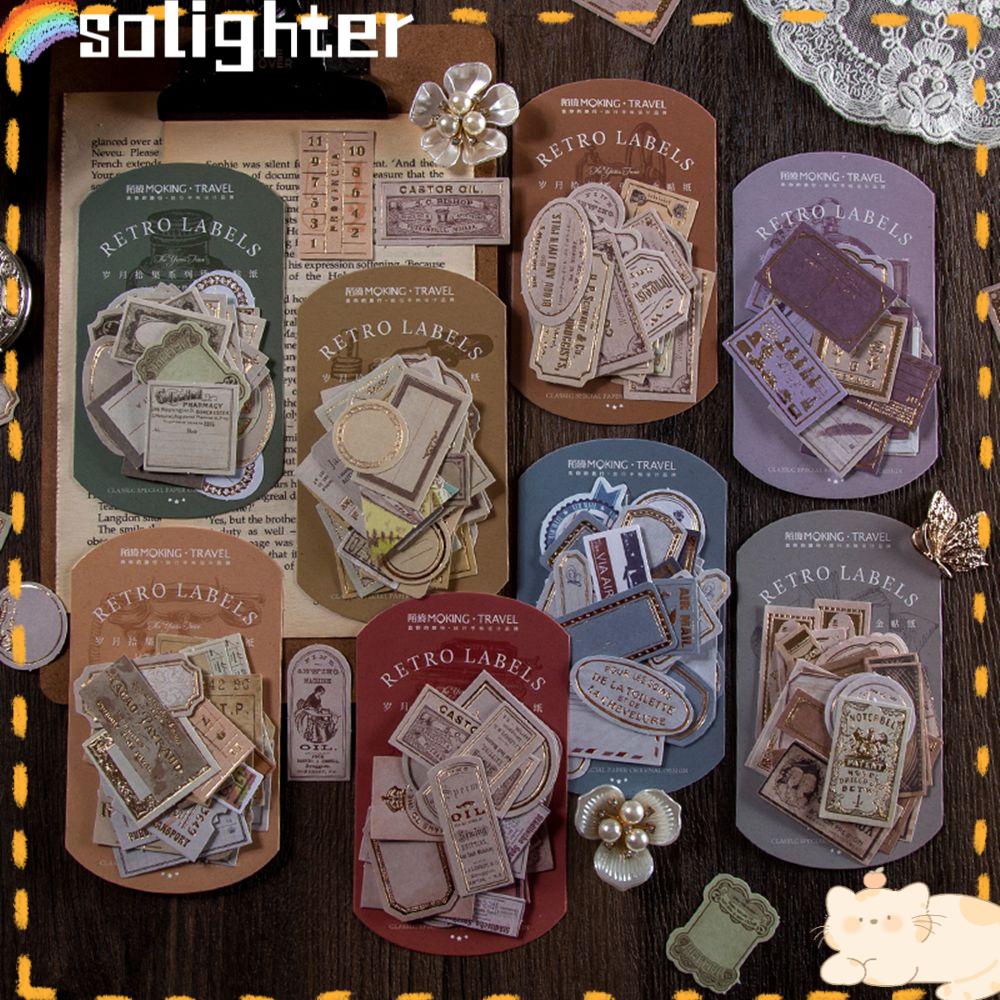 Solighter 30pcs Stiker Kalender Koper DIY Planner Journal Tag Retro Label Sticker