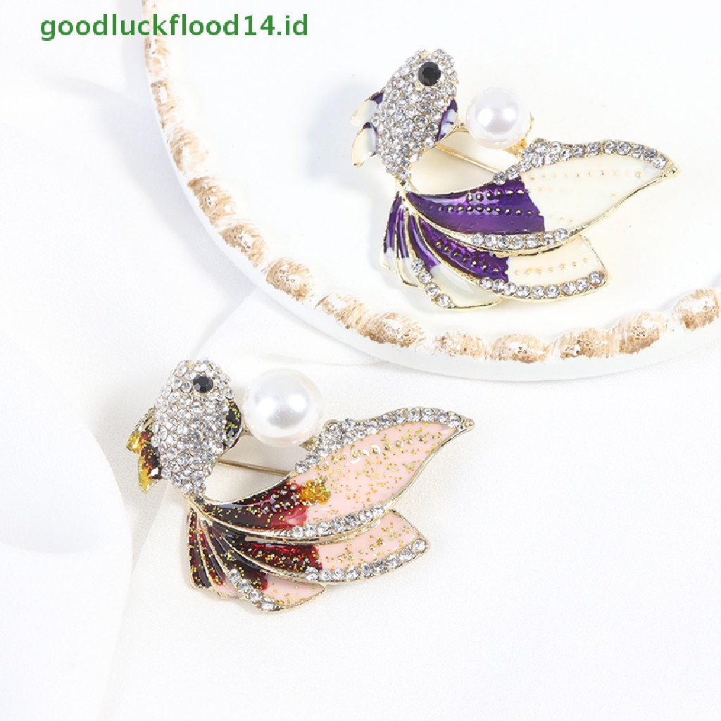 [GOOGFOUR] 1pc Kristal Berlian Imitasi Ikan Mas Bros Wanita Brooch Pin Aksesoris Pakaian [TOP]