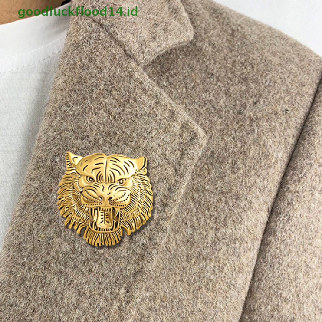 [GOOGFOUR] Roaring Tiger Bros Wanita Pria Besar Kepala Harimau Pesta Casual Brooch [TOP]