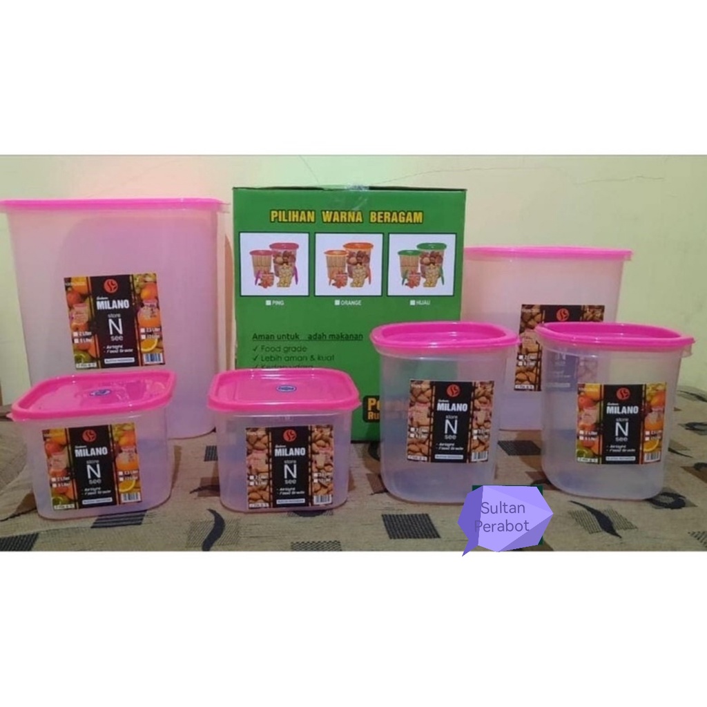 Toples Plastik Milano Storage Set Of 6 Pcs / Toples Plastik /Tempat Penyimpanan Makanan / Food Container / Food Storage / Wadah Set Lengkap Murah