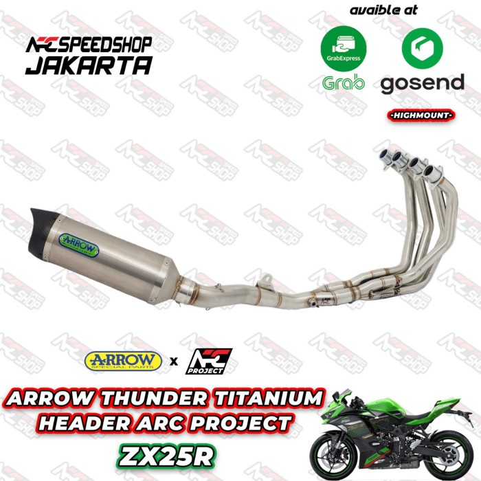 Knalpot Arrow Thunder Titanium + Header Arc Project Zx25R Fullsystem #Original