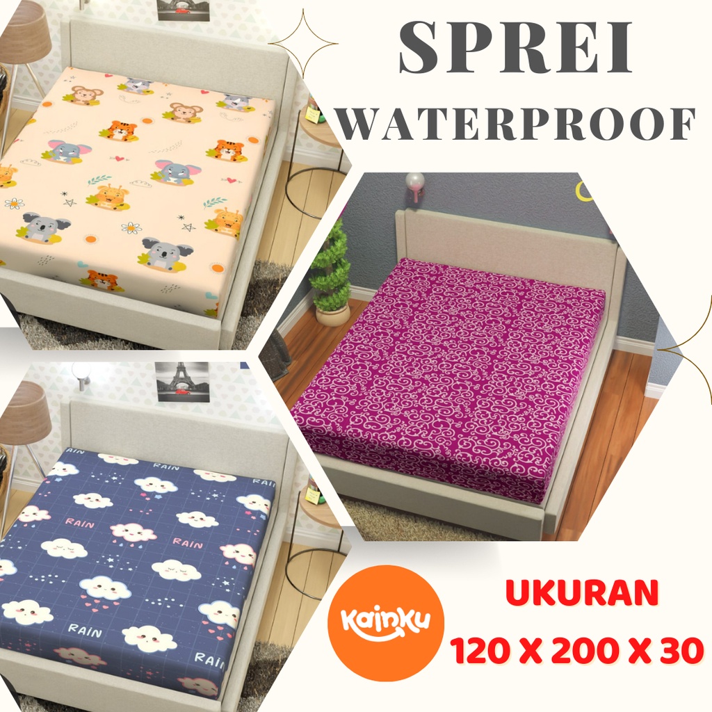 Sprei Tinggi 30 Waterproof Ukuran 120x200 MOTIF anti air anti ompol #WP120T30