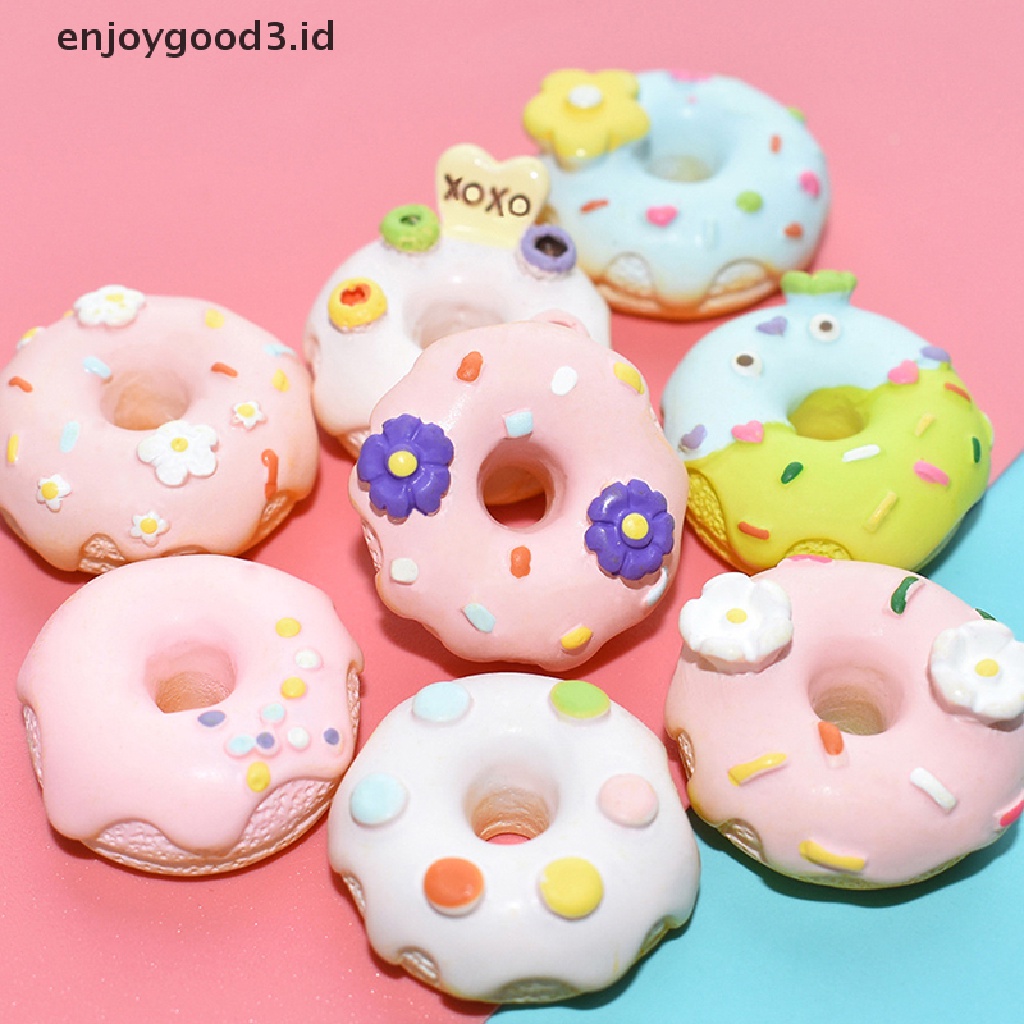 [Rready Stock] 10pcs Seri Donat Baru Datar Belakang Busur Rambut Scrapbook DIY Dekorasi Aksesoris (ID)