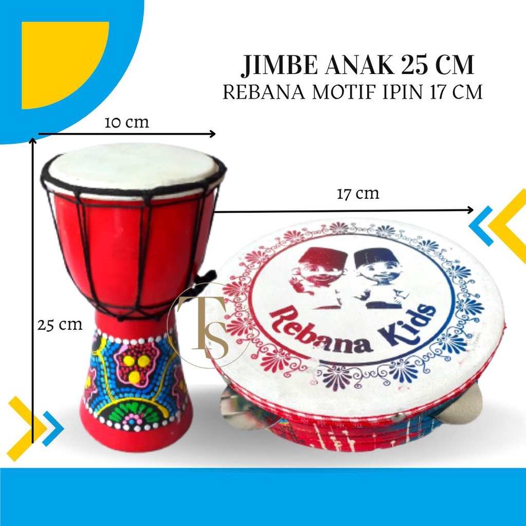 Paket Jimbe Murah Ukuran 25cm dan Rebana Anak Ipin Gendang Hadroh Marawis Kendang Jawa Banjari Mainan Laki laki