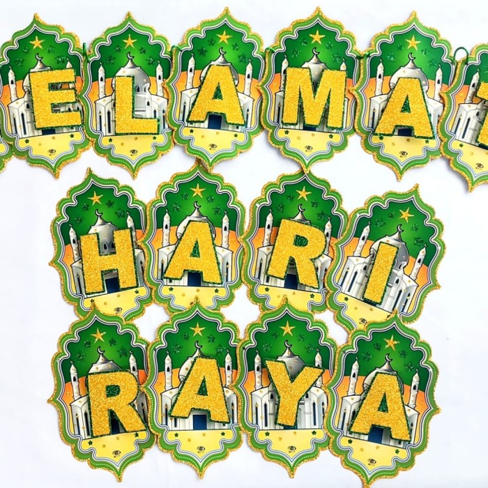 Banner Selamat Hari Raya Idul Fitri Garland Ketupat Dekorasi Lebaran Ornamen Idul Fitri Grosir Harga Termurah