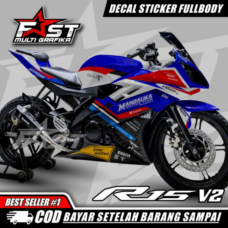 R15 V2 MANDALIKA RACING TEAM, Decal Stiker Yamaha Decal Stiker Fullbody Yamaha Mandalika, R15 Mandal