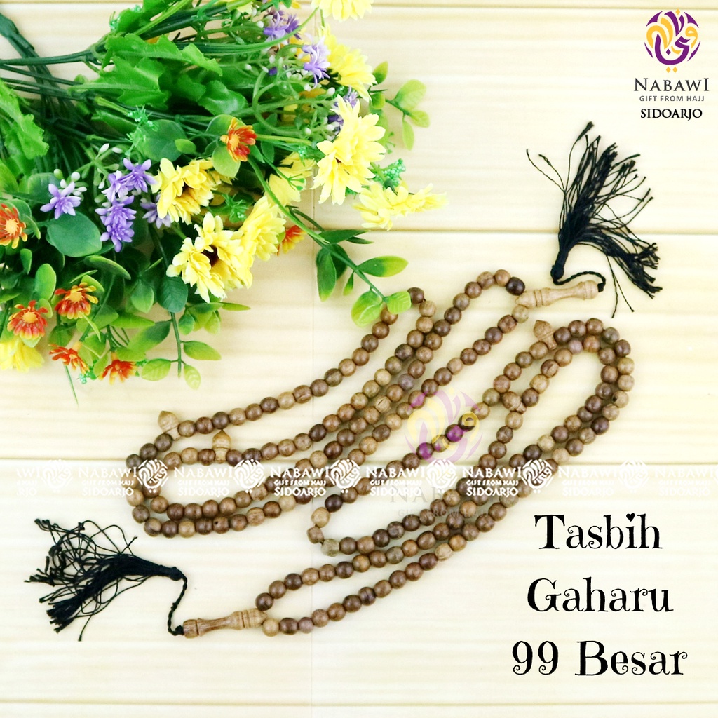 Tasbih Kayu Gaharu 99 Butir Besar dan Kecil Pralatan Sholat Dzikir Souvenir Oleh Oleh Haji dan Umroh
