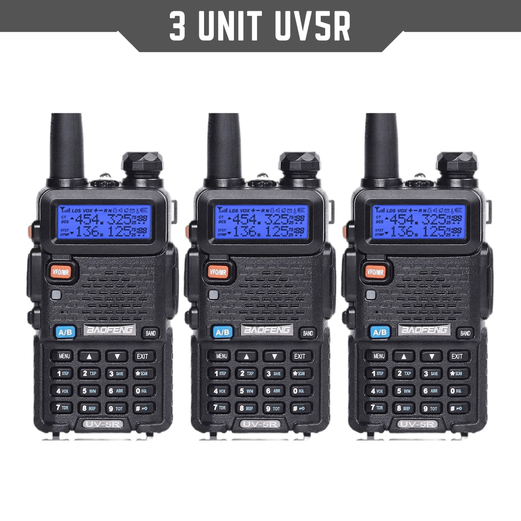 Paket 3 Unit HT Handy Talky Bofeng UV5R UHF VHF 5W / Radio Walkie Talkie Bopeng BF UV 5R 5Watt