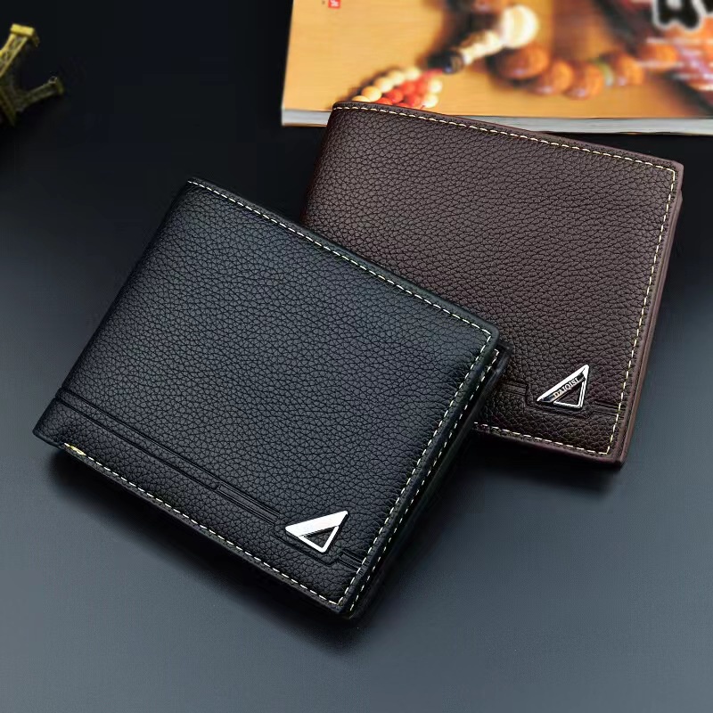 Dompet Lipat Pria Fashion Korea Style Kasual Motif Polos Multifungsi Dompet Cowok Men Wallet PU Satu7an D92