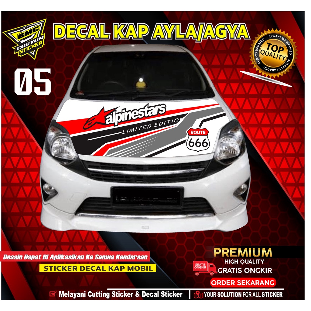 STICKER DECAL KAP MESIN MOBIL AYLA AGYA/DEKAL KAP MESIN MOBIL ABSTRACK 05
