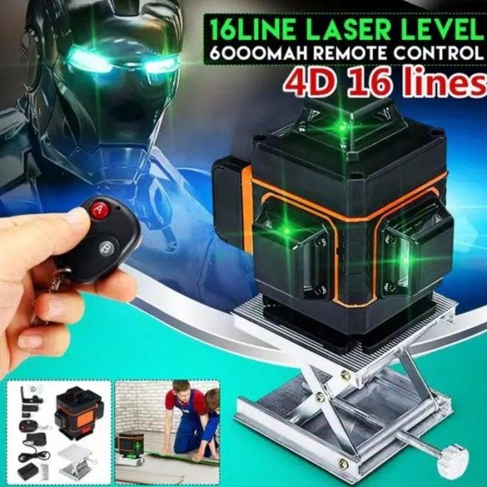 Laser Level 16 Line 4D Taffware Laser Level Pengukur Dimensi + Remote