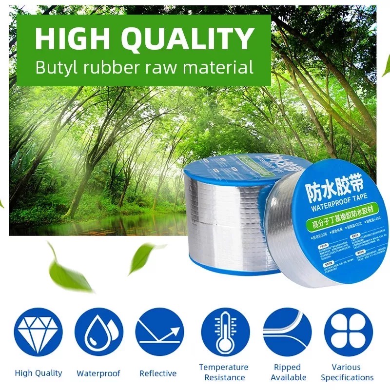 [EIKE] LAKBAN ANTI BOCOR 3M 5M LEM ANTI AIR ALUMUNIUM FOIL BUTYL SUPER WATERPROOF TAPE TAMBAL SILVER / ALUMINIUM TAPE