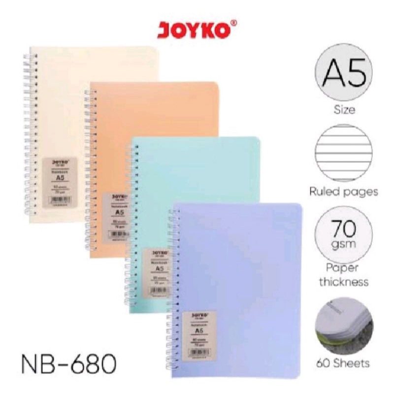 

Notebook Joyko NB-680 A5 60 Sheets 70 Gsm Warna Pastel