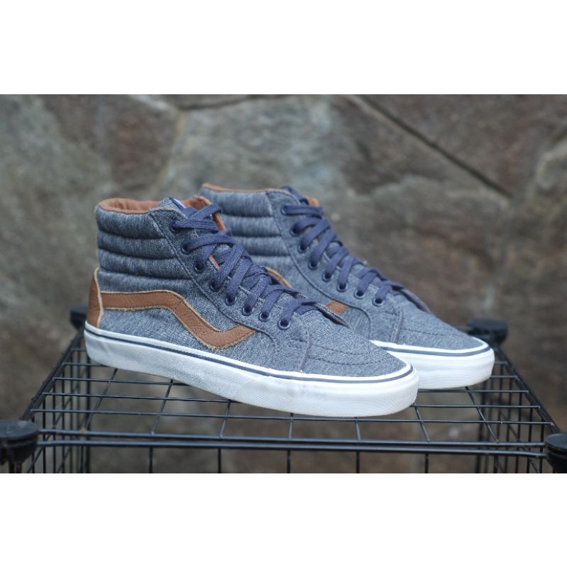 Vans Original Sk8 Hi Fabric Grey Leather Brown 40