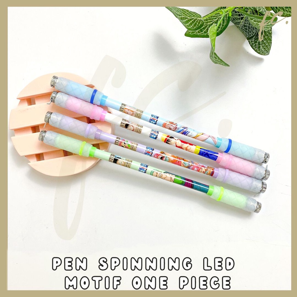 

GROSIR 4 / 8 / 12 pcs / 1 Lusin Pen / Pulpen Gel Putar Magnet Spinning LED Anime Manga Kartun Jepang One Piece Luffy Zoro Sabo Tony Chopper Usopp Portgas Ace Action Figure Koleksi Import Alat Tulis Anak Tinta Hitam Grosir Ready COD