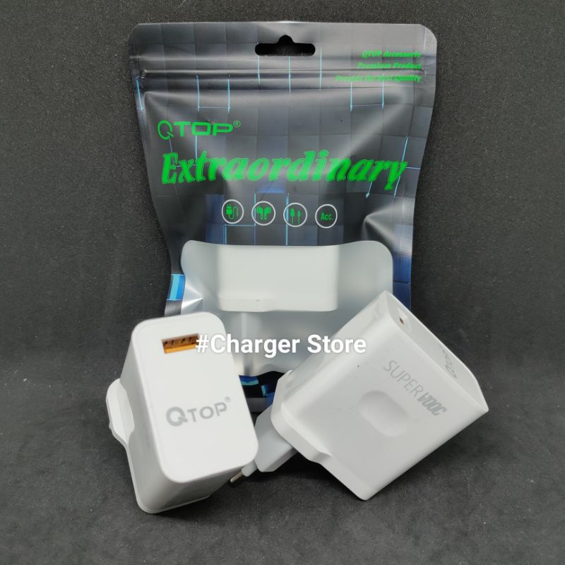 Adaptor Batok Charger Qtop Extraordinary 30W 5V 6A SUPER VOOC Fast Charging Premium Produk Batok