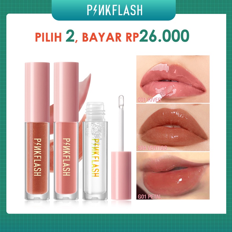 PINKFLASH Lip Gloss Perawatan Bibir Pelembab #Ohmygloss PF-L02 Lipstick