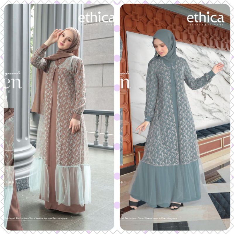 Gamis Ethica Kagumi Queen Ravaline Rust Brown Britany Blue