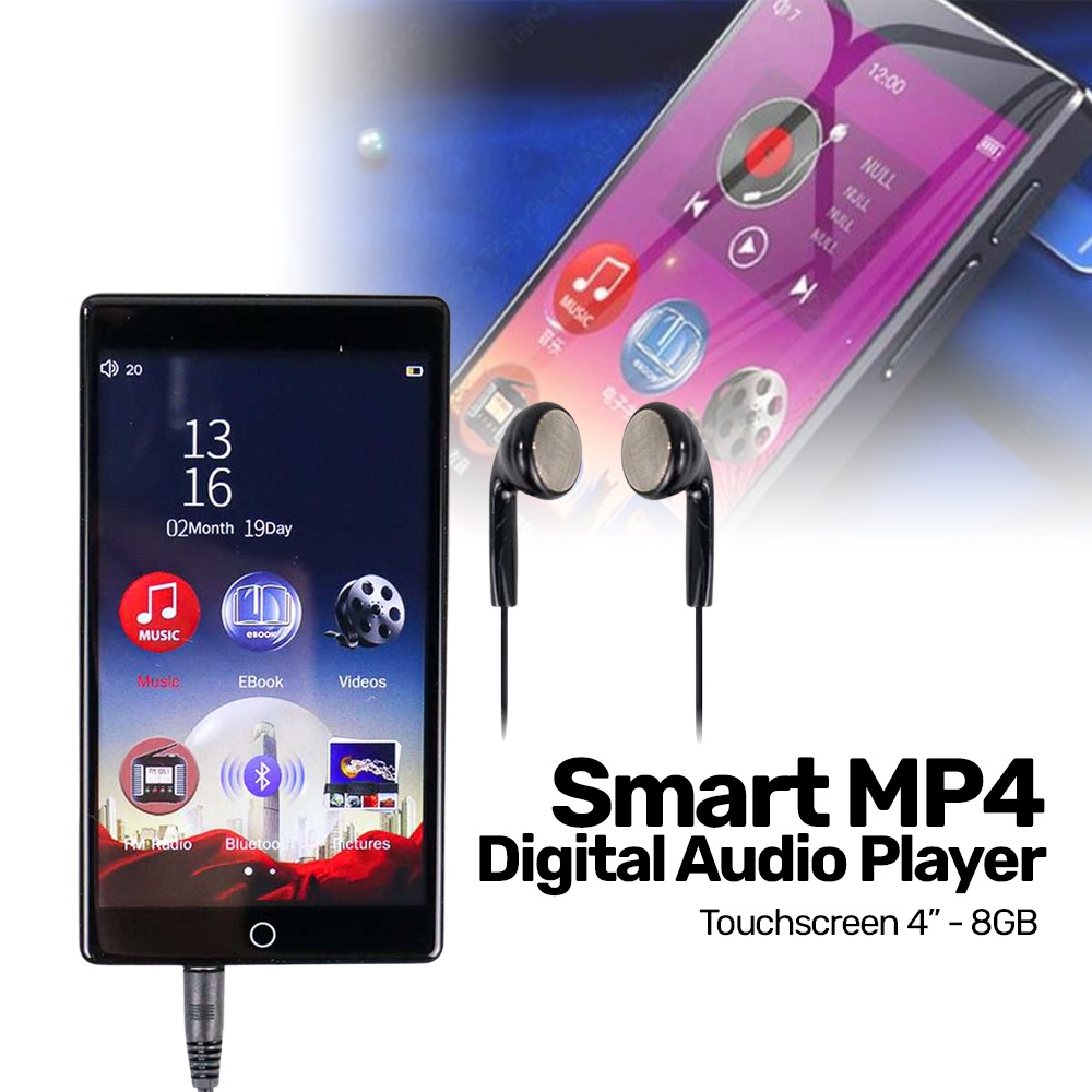 Ruizu Smart MP4 Digital Audio Player Bluetooth Touchscreen 4 Inch 8GB - H1 - Black