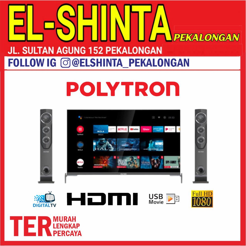 LED Android TV Polytron 43inch include Speaker Tower 43TAG5959