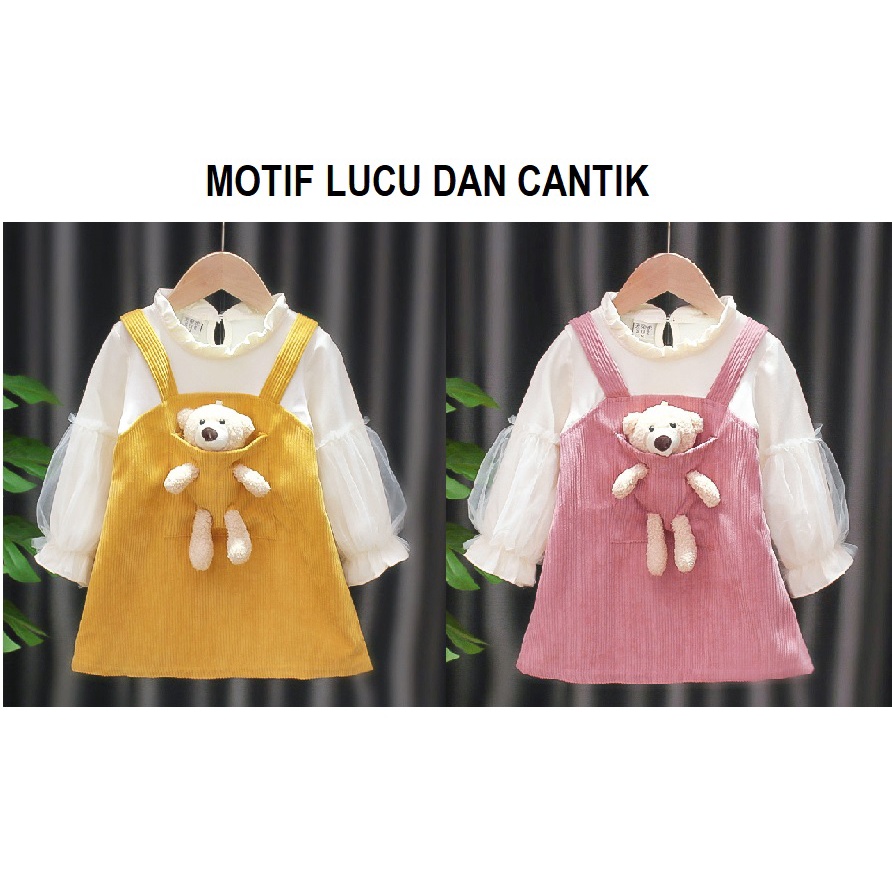 DRESS GAUN PESTA ANAK PEREMPUAN MOTIF BONEKA CANTIK LUCU IMPORT