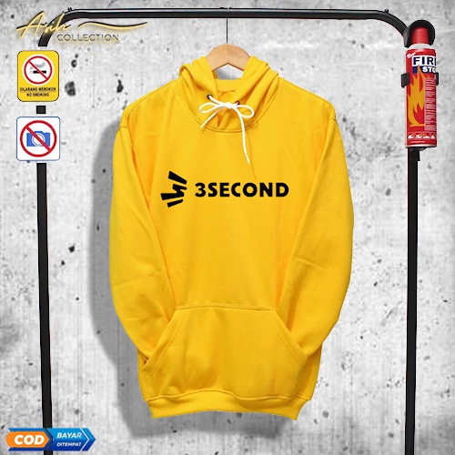 SWEATER HOODIES PRIA WANITA 3SECOND KUNING TEX HITAM PREMIUM QUALITY / JAKET DISTRO BAHAN KATUN FLEE