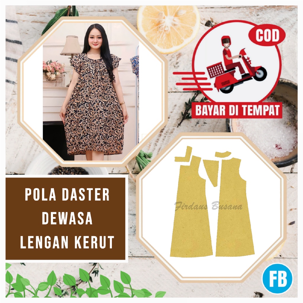 【COD】Pola Daster Dewasa Lengan Kerut | Pola Baju Wanita Lengkap | Pola Instan Daster | Pola Jiplak D