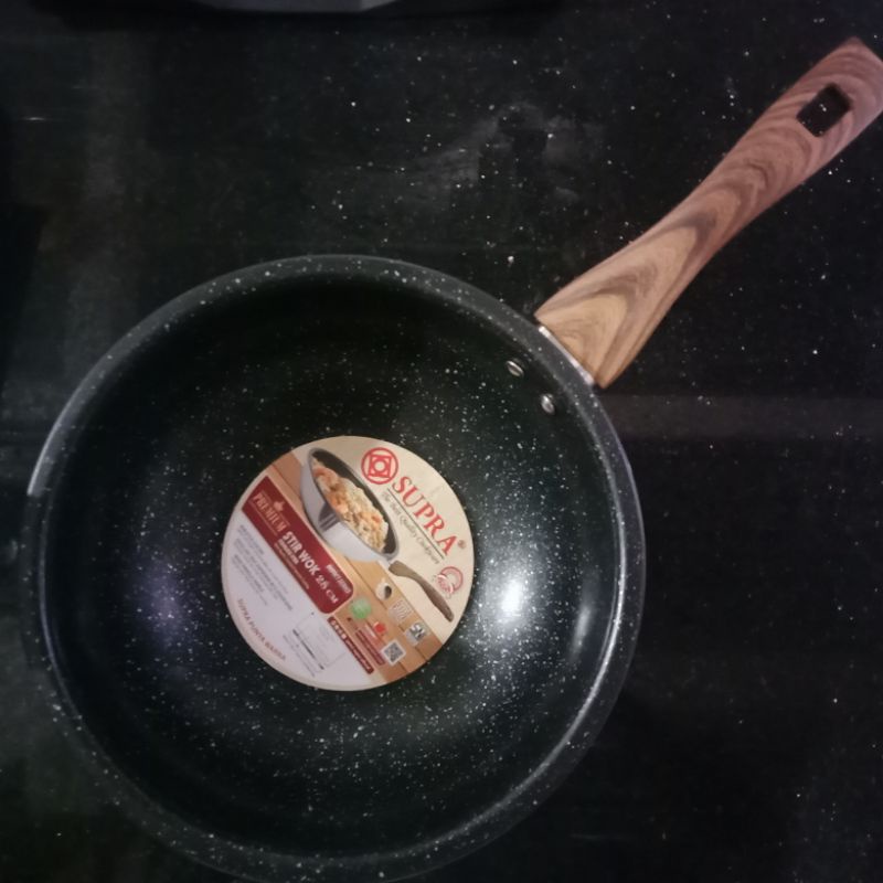 Supra Stainless Stir Wok Non Stick 24cm Marbell. Wajan Kompor Induksi
