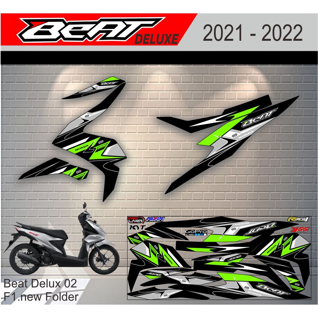 Striping Beat Deluxe - Sticker Striping List Variasi Motor Beat Deluxe Motif Racing #honda beat delu