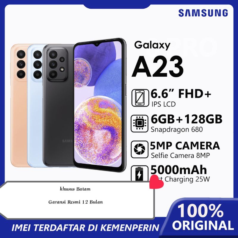 SAMSUNG GALAXY A23 4G RAM 6/128GB GARANSI RESMI 12 BULAN