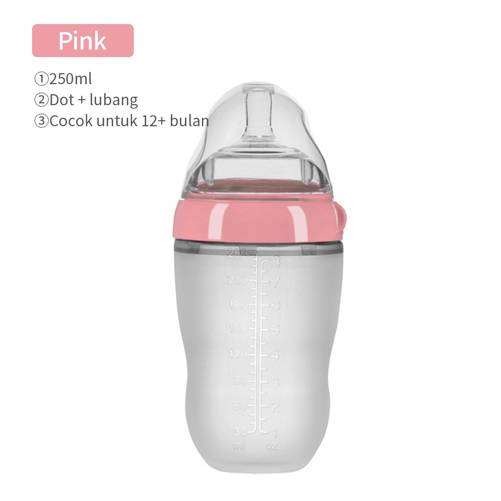 Newborn Baby Bottle Dot Bayi Botol Susu Bayi untuk Balita dan Newborn Botol Bayi / Botol Silikon Bayi / PIKO BELLO Bayi Botol Susu dengan Sedotan / Silicone Baby Bottle Botol Bayi Silikon / Botol susu bayi Silikon Leher Lebar (WIDE NECK) Warna Coklat