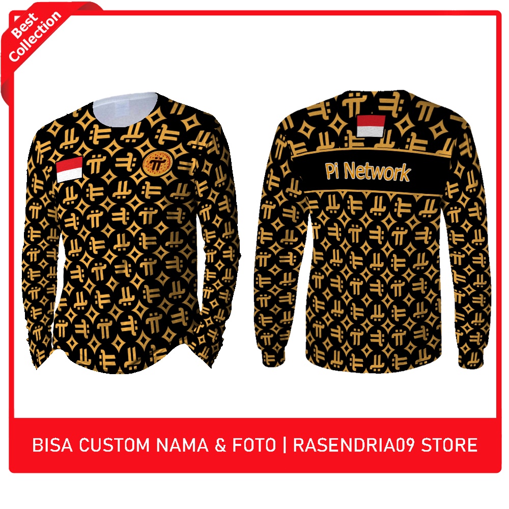 Baju Kaos Pria Lengan Panjang Pi Network Seamless Indonesia | Fullprint Sublime Terbaru