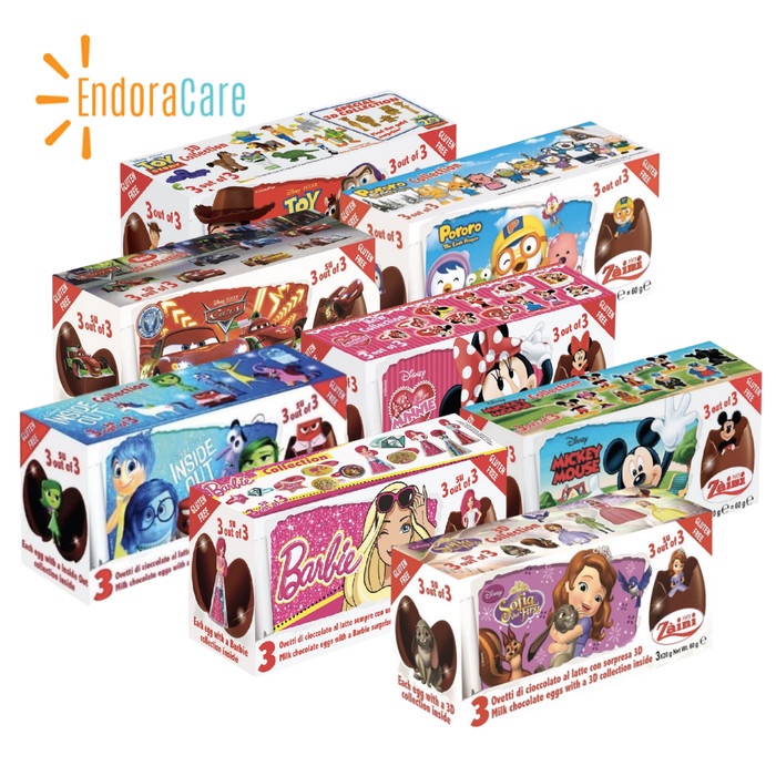 

ZAINI Surprise Egg Toy Chocolate Isi 3 Cokelat + Hadiah 1 Pack 60gr