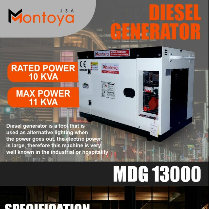 Silent Diesel genset 10 kva 1 phase 8000 watt MONTOYA 10kva MDG13000