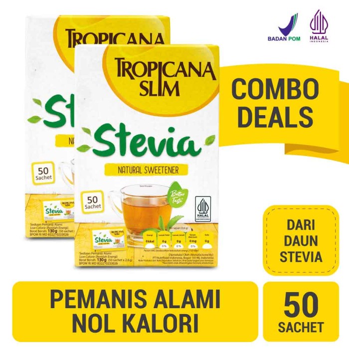 

[BISA COD] Twin Pack: Tropicana Slim Stevia (50 Sch) - Pengganti Gula