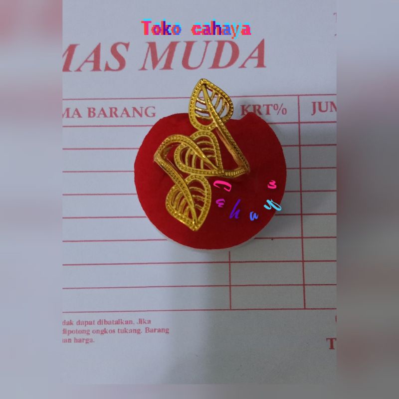 cincin dubai lilit daun asli emas mudah (free surat )